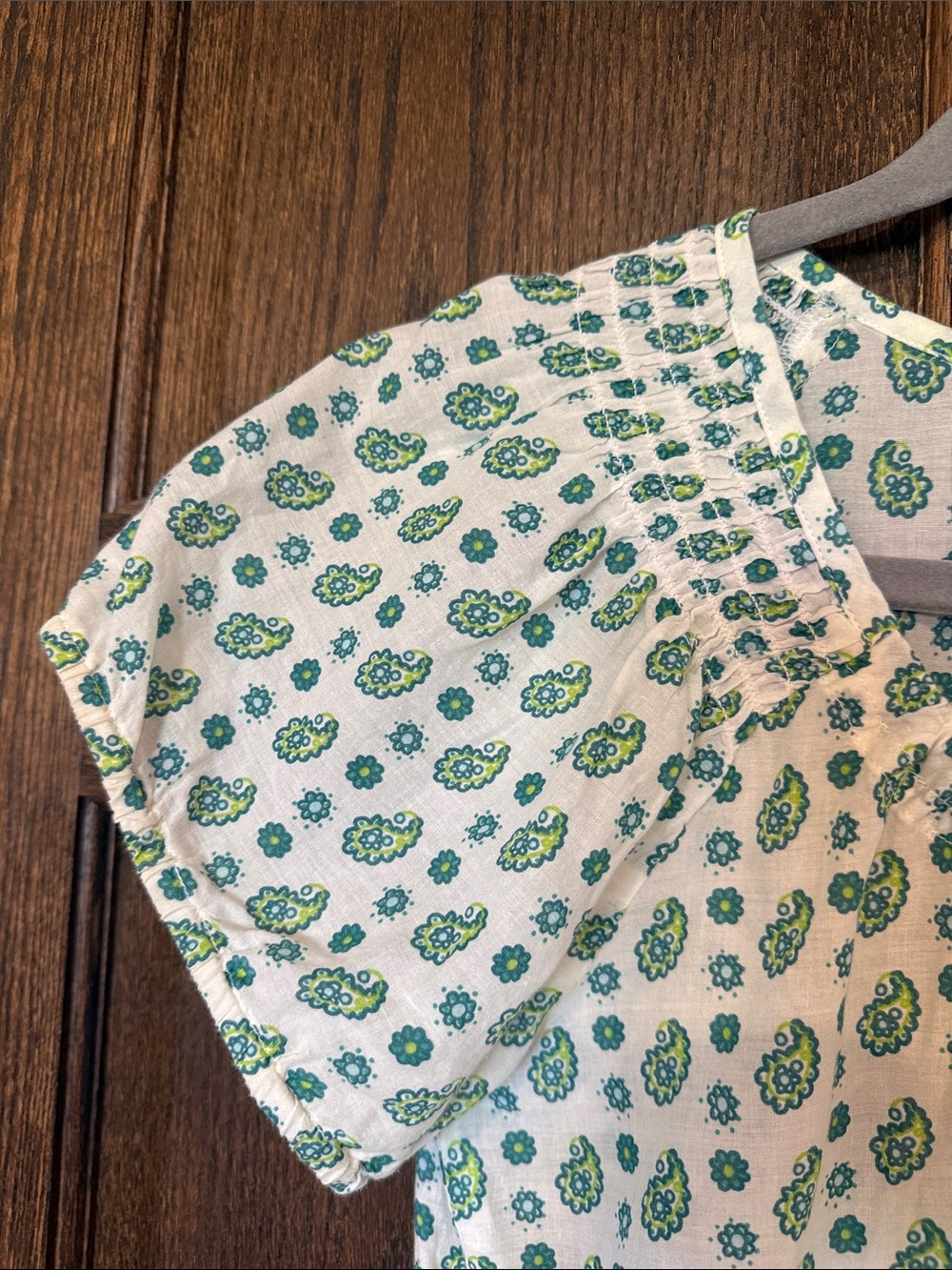 Prana Women’s Green Paisley Bandanna Printed Peasant Top Small - Picture 3 of 10